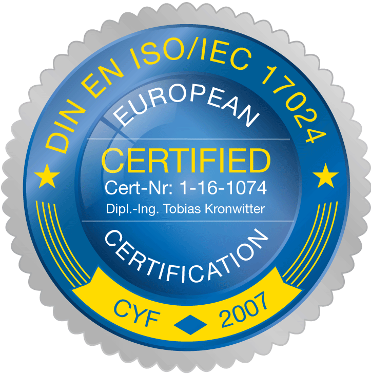 DIN EN ISO/IEC 17024 certified